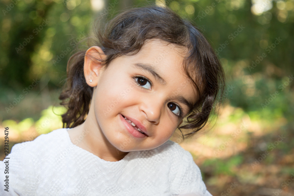 cheerful portrait brunette child girl outdoor cheerful portrait brunette child girl outdoor