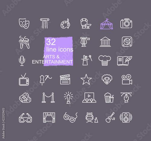 Arts and Entertainment icon set. Vector illustration
