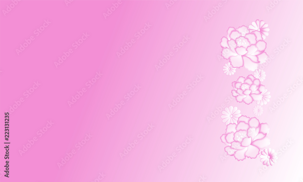 牡丹と菊のピンクのグラデーション素材