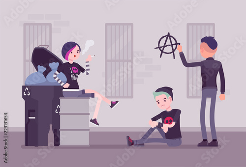 Goths and punks subculture street life