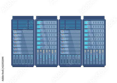 Server rack, network station, database hosting, storage, cloud storage, administration.