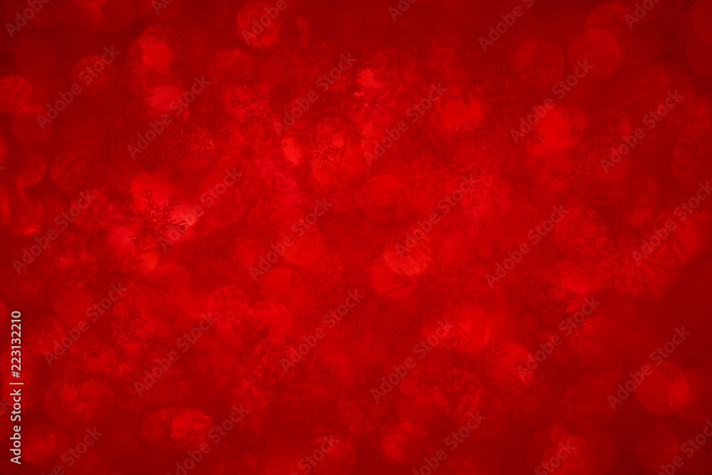 Red Christmas background with snowflakes 