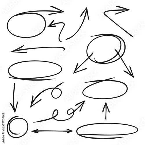 black hand drawn and doodle arrows