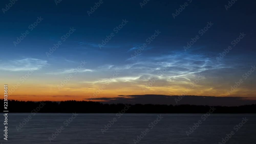 Noctilucent clouds, time lapse. Noctilucent clouds, time lapse.