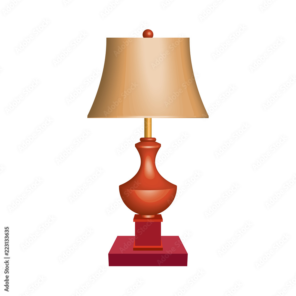 Wooden table lamp. Traditional style. 3D effect vector Wooden table lamp. Traditional style. 3D effect vector