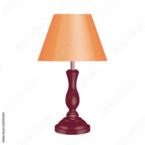 Wooden table lamp. Classic style. 3D effect vector