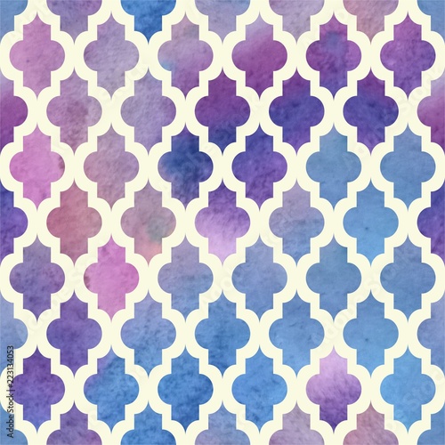 Oriental seamless watercolor pattern. Illustration.