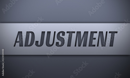 Fotografie adjustment - word on silver background