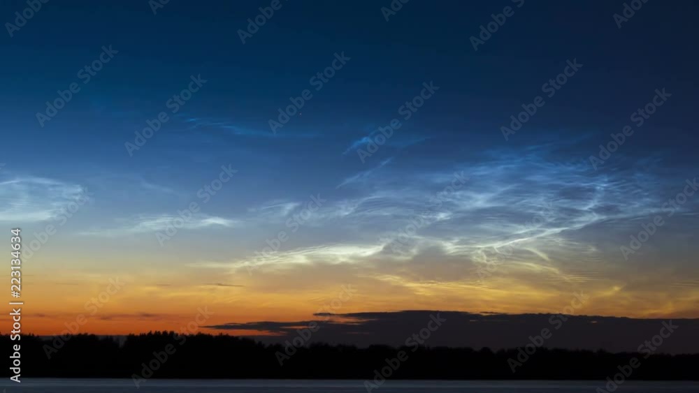 Noctilucent clouds, time lapse. Noctilucent clouds, time lapse.