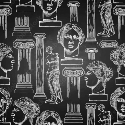 Classical pattern of Venus de Milo and columns photo