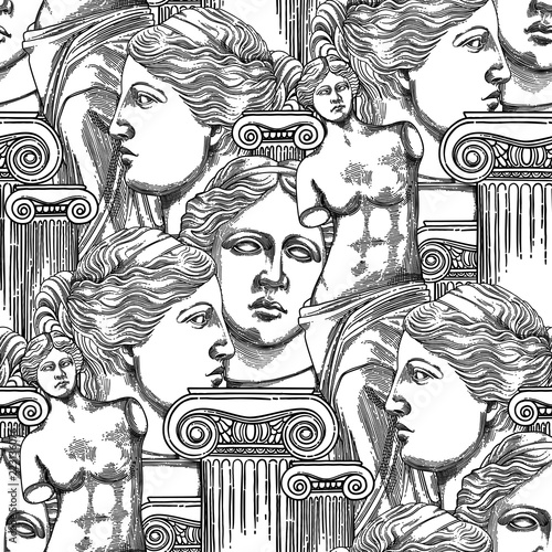Classical pattern of Venus de Milo and columns