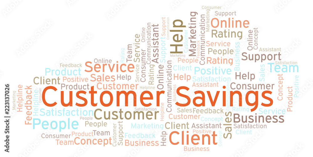 Obraz premium Customer Savings word cloud.