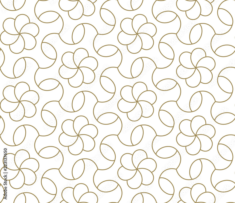 Modern Simple Geometric Vector Seamless Pattern With Gold Line Texture On White Background Light Abstract Floral Wallpaper Bright Tile Backdrop Stock Vector Adobe Stock