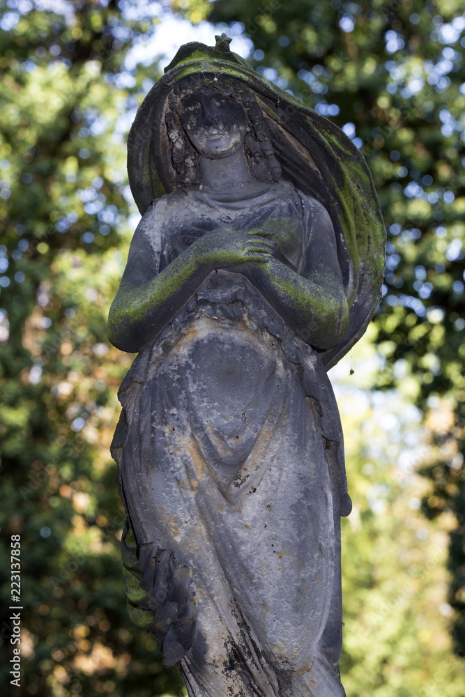 Historic Statue on the mystery old Prague Cemetery, Czech Republic Historic Statue on the mystery old Prague Cemetery, Czech Republic