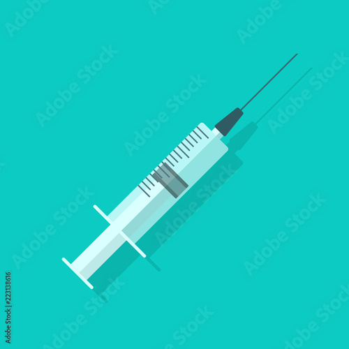 Syringe empty vector illustration, flat cartoon medical needle icon, clinical injector or squirt isolated