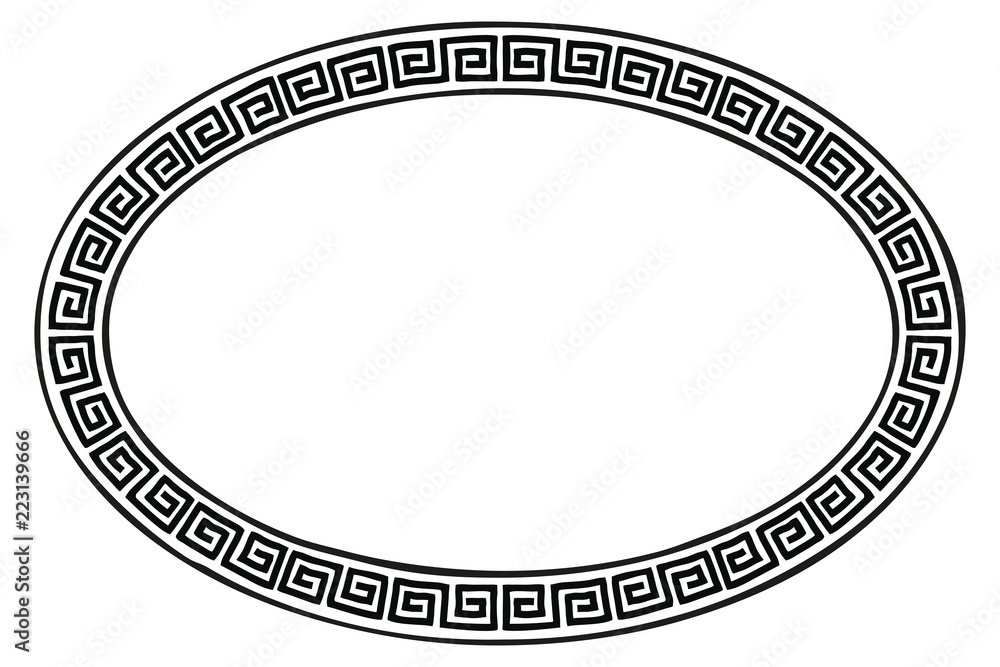 Oval frame in Ancient Greek style isolated on white background. Oval frame in Ancient Greek style isolated on white background.