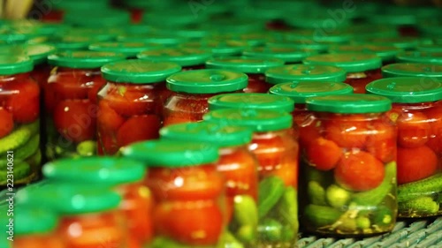 Wallpaper Mural Canned Tomatoes in Cans on the Conveyor. Preparation for Heat Treatment Torontodigital.ca