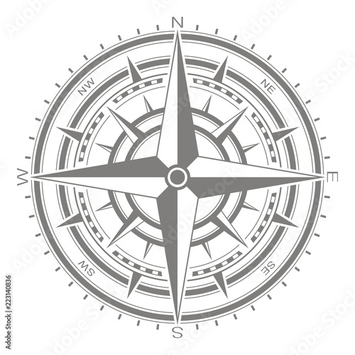 vector icon with compass rose for your design