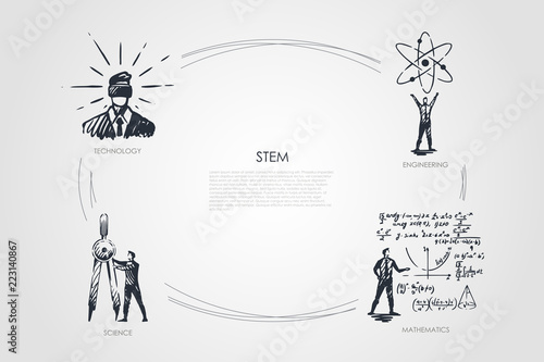 STEM, technology, engineering, mathematics, science concept vector