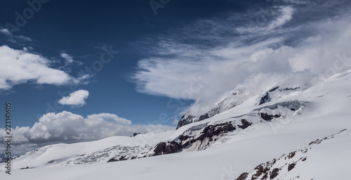 beautiful winter mountains of the Kavkaz in the clouds