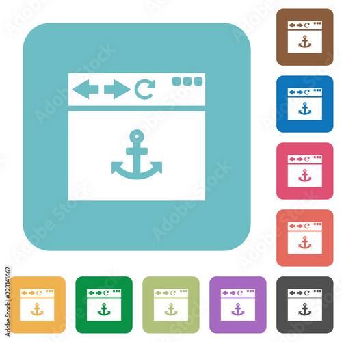 Browser anchor rounded square flat icons