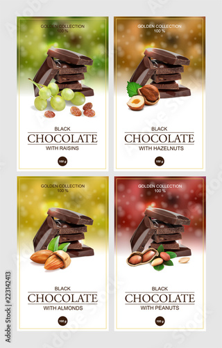 Set of vector labels for chocolate.