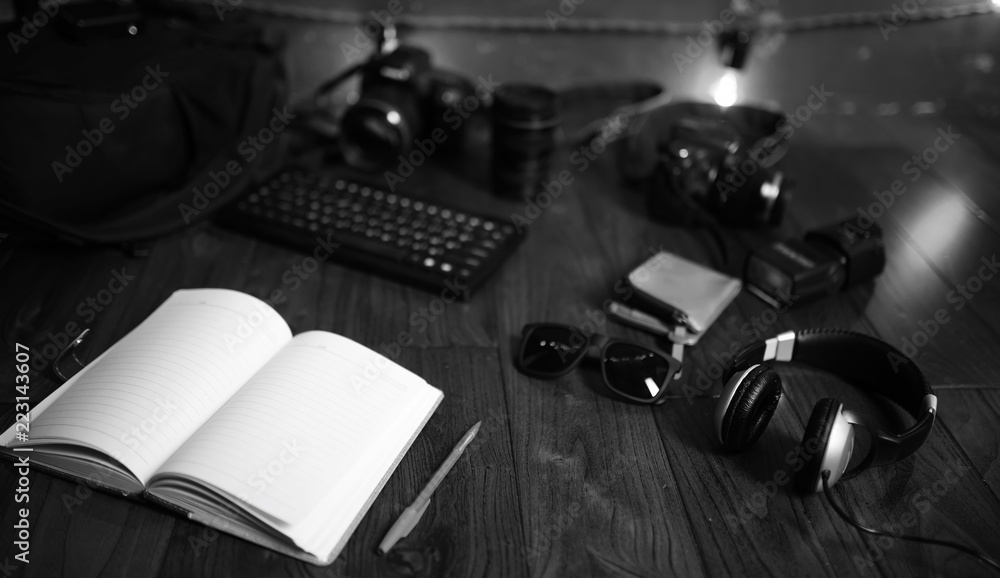 The photographer's desk, digital camera accessories The photographer's desk, digital camera accessories