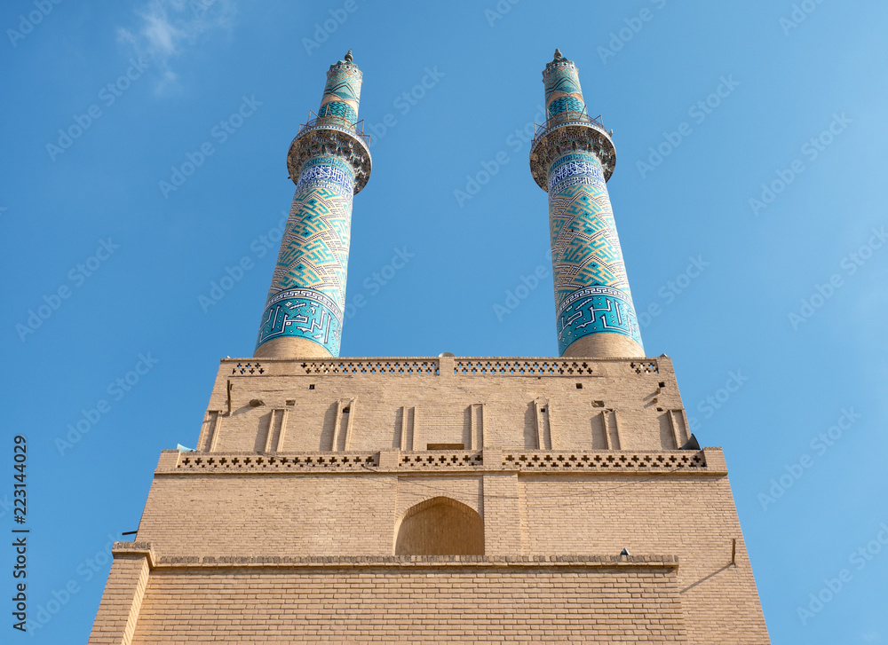 Yazd Jameh Mosque minarets, the tallest in Iran
