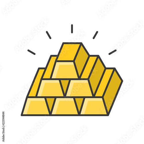 pile of gold bar, filled outline icon