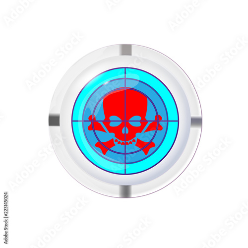 Ashtray with cigarette, a symbol of nicotine addiction. Target on skull Icon, Logo Design Element photo-realistic vector illustration. With drop shadows for any background. Stop smoking concept