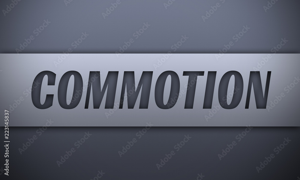 commotion - word on silver background commotion - word on silver background