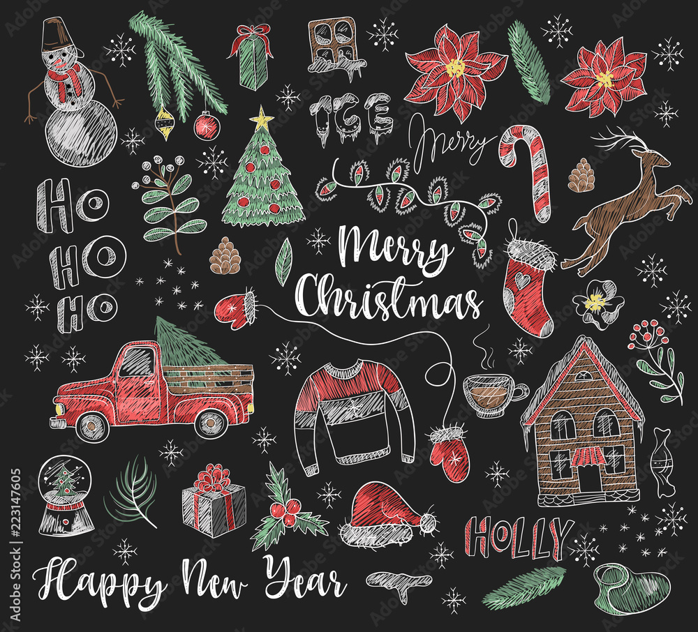 Colorful Christmas Chalkboard Art