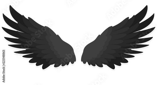 schwarze Flügel Flat Design