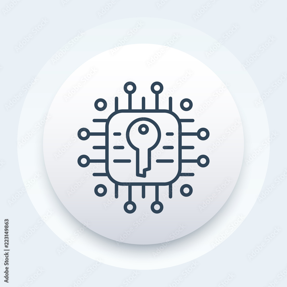 Encryption and data protection, linear icon Encryption and data protection, linear icon