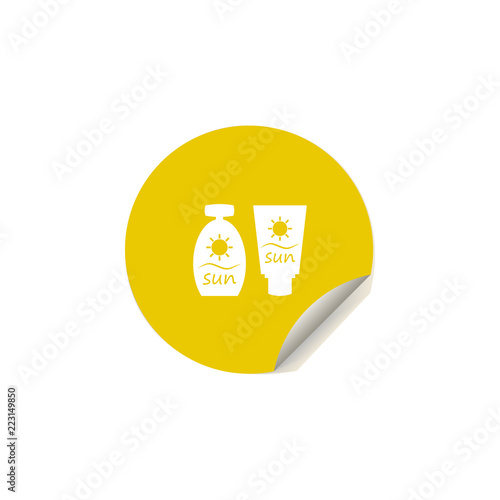 suntan cream icon in sticker style. One of summer pleasure collection icon can be used for UI, UX