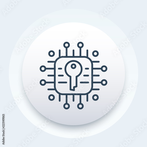 Encryption and data protection, linear icon
