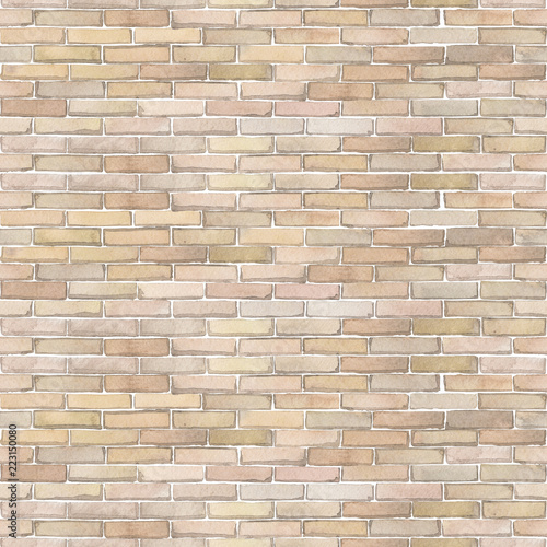 Watercolor seamless pattern of white brick wall