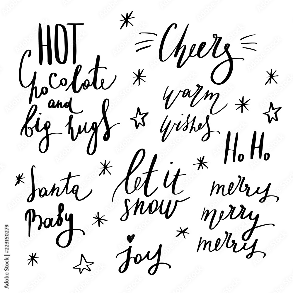 Big set of handdrawn new year and christmas lettering. Vector xmas collection. Decoration element for cards and invitations. Big set of handdrawn new year and christmas lettering. Vector xmas collection. Decoration element for cards and invitations.