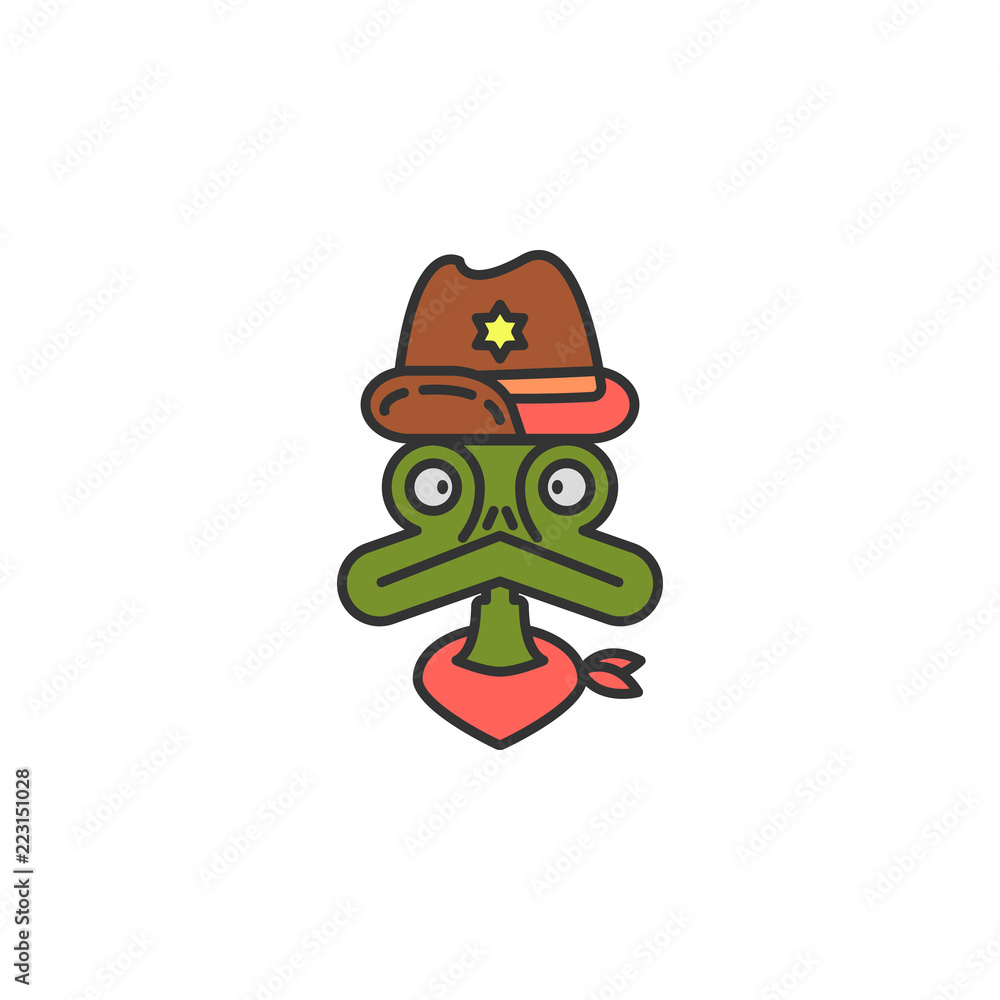 lizard cowboy colored icon. Element of wild west icon for mobile concept and web apps. Cartoon lizard cowboy icon can be used for web and mobile