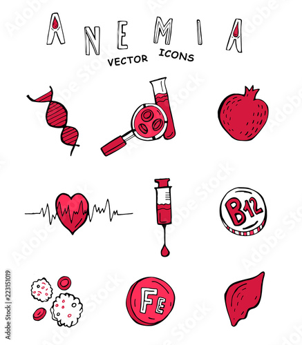 Anemia doodle icons