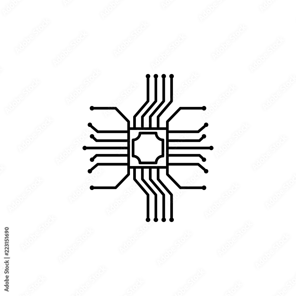 Fototapeta premium Microchip electronic device icon. Element of artificial intelligence icon for mobile concept and web apps. Thin line Microchip electronic device icon can be used for web and mobile