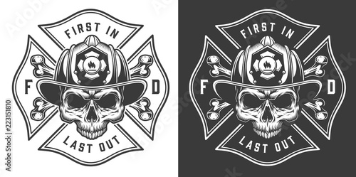 Monochrome firefighting emblems