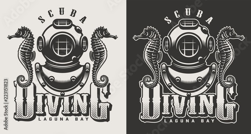 Vintage diving labels