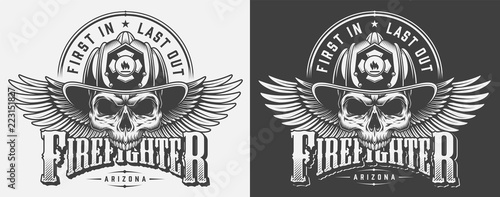 Vintage fireman monochrome prints