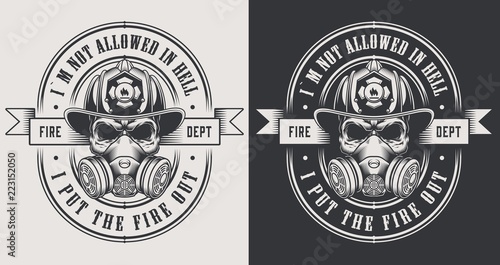Vintage firefighting monochrome logos