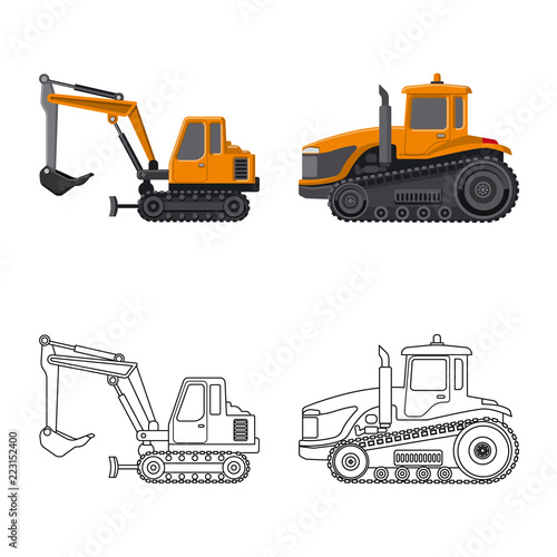 Isolated object of build and construction sign. Set of build and machinery stock symbol for web.