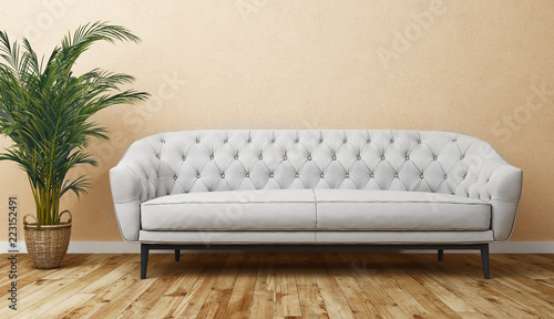 Wall and plant, 3d rendering