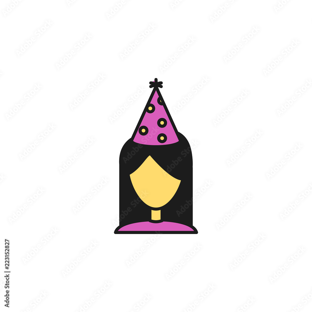 girl in a festive hat colored icon. Element of birthday party icon for mobile concept and web apps. Colored girl in a festive hat icon can be used for web and mobile girl in a festive hat colored icon. Element of birthday party icon for mobile concept and web apps. Colored girl in a festive hat icon can be used for web and mobile