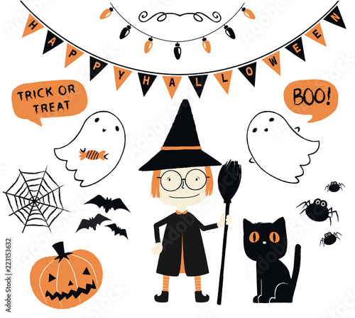 Halloween Character Collection with hand drawn style