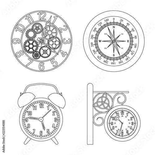 Isolated object of clock and time icon. Set of clock and circle stock symbol for web.
